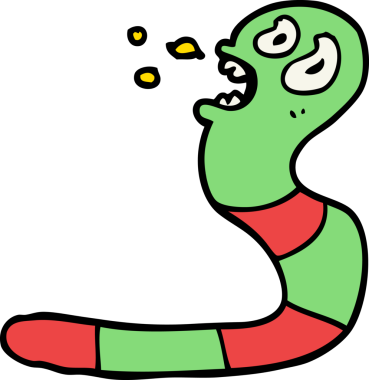 Bir insan tarafından çizilmiş, korkmuş bir solucan.