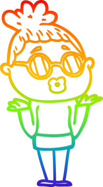 Bir insan tarafından çizilmiş gözlüklü, kafası karışmış bir karikatür çizimi.