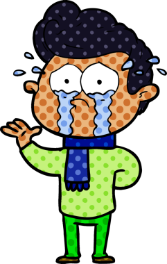 Bir insan tarafından çizilmiş ağlayan bir karikatür.