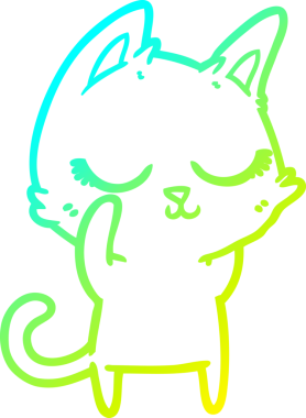 Bir insan tarafından çizilmiş sakin bir çizgi film kedisinin soğuk eğim çizgisi.