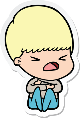 Bir insan tarafından çizilmiş bir karikatür çıkartması.