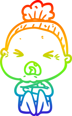 Bir insan tarafından çizilmiş kızgın yaşlı bir kadının çizimi.