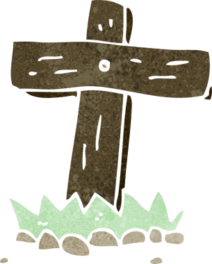 Bir insan tarafından çizilmiş ahşap haç mezar