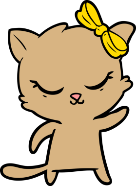 Bir insan tarafından çizilmiş sevimli çizgi film kedisi.