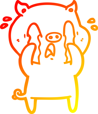 Bir insan tarafından çizilmiş, ağlayan bir domuz çizgi filmi.