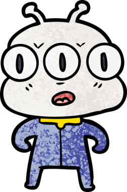 Bir insan tarafından çizilmiş üç gözlü uzaylı çizgi filmi.