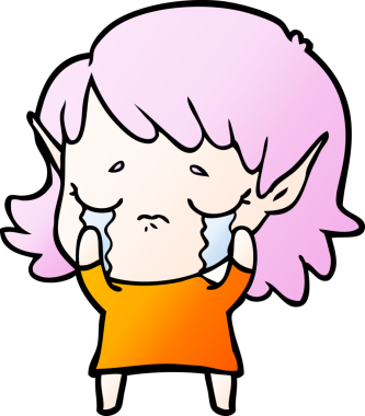 Bir insan tarafından çizilmiş ağlayan elf kızı.