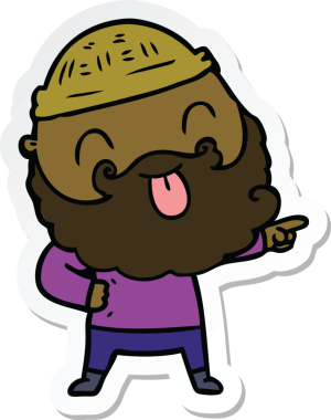 Bir insan tarafından çizilmiş sakallı bir adamın çıkartması.