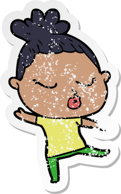 Bir insan tarafından çizilmiş sakin bir karikatür çıkartması.