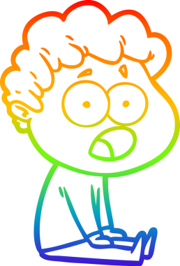 Gökkuşağı gradyan çizgi çizimi Bir insan tarafından çizilmiş şaşırarak nefes nefese bir çizgi film adamı