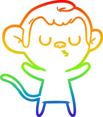 gökkuşağı gradyan çizgi çizimi bir insan tarafından çizilmiş bir maymun