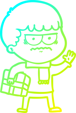 Bir insanın çizdiği karikatür çiziminin soğuk gradyan çizimi