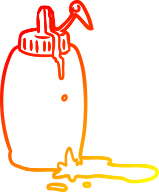Bir insan tarafından çizilmiş domates ketçap şişesinin sıcak gradyanı.