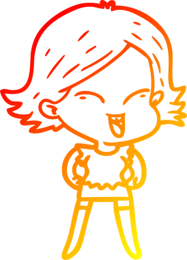 Bir insan tarafından çizilmiş mutlu bir çizgi film kızı çizimi