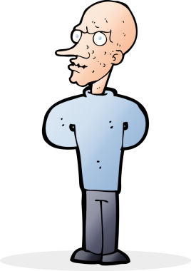 Bir insan tarafından çizilmiş düşünce balonlu kötü kel adam çizgi filmi.