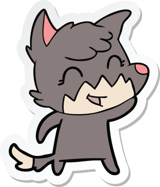 Bir insan tarafından çizilmiş mutlu bir tilkinin çıkartması.