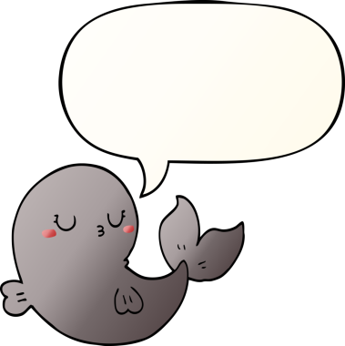 Bir insan tarafından çizilmiş, konuşma baloncuklu şirin bir balina.