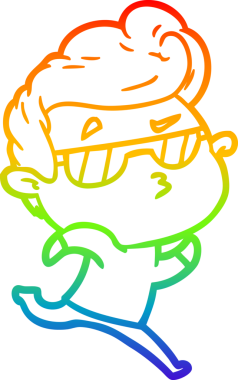 Gökkuşağı gradyan çizimi. Bir insan tarafından çizilmiş havalı bir adamın çizimi.