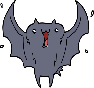 Bir insan tarafından çizilmiş mutlu vampir yarasa çizgi filmi.