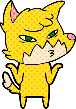 Bir insan tarafından çizilmiş akıllı çizgi film tilkisi.