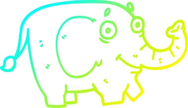 Bir insan tarafından çizilmiş komik bir filin soğuk eğimli çizgisi.