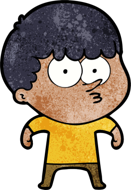 Bir insan tarafından çizilmiş meraklı bir çocuk.