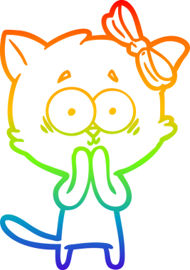 gökkuşağı gradyanı çizimi bir insan tarafından çizilmiş çizgi film kedisi