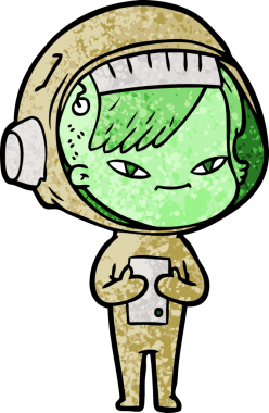 Bir insan tarafından çizilmiş astronot kadın.