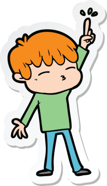 Bir insan tarafından çizilmiş meraklı bir çocuğun çıkartması.