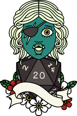 Retro Dövme Biçimi Bir insan tarafından çizilmiş 20 zarlı yarı ork