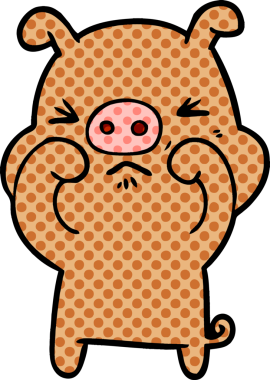 Bir insan tarafından çizilmiş huysuz domuz çizgi filmi.