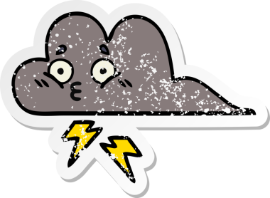 Bir insan tarafından çizilmiş tatlı bir karikatür fırtına bulutunun sıkıntılı çıkartması