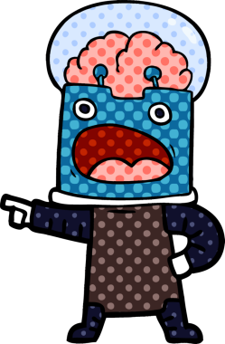 Bir insan tarafından çizilmiş çizgi film robotu