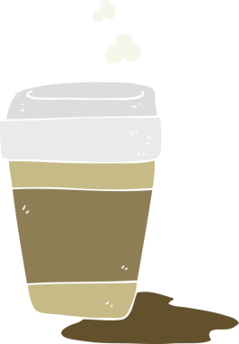 Bir insan tarafından çizilen kahve fincanının düz renk çizimi