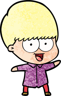 Bir insan tarafından çizilmiş mutlu çizgi film çocuğu.