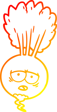 Bir insan tarafından çizilmiş karikatür kökü bitkisinin sıcak çizgi çizimi