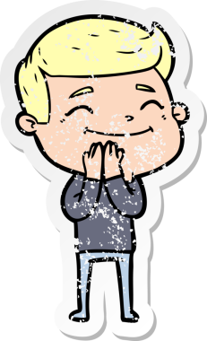 Bir insan tarafından çizilmiş mutlu bir çizgi film karakterinin sıkıntılı çıkartması.