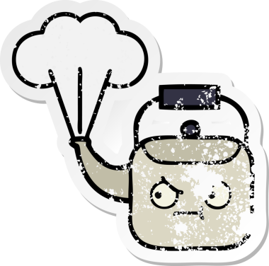 Bir insan tarafından çizilmiş dumanı tüten tatlı bir karikatür çıkartması.