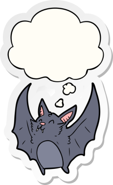 Karikatür cadılar bayramı sopası. Düşünce baloncuğu insan tarafından çizilmiş bir çıkartma.