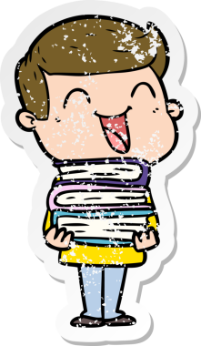 Bir insan tarafından çizilmiş gülen karikatür adamın sıkıntılı çıkartması.