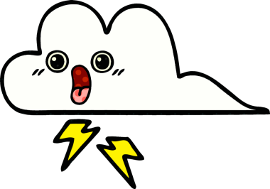 Bir insan tarafından çizilmiş bir fırtına bulutunun karikatürü.