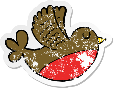 Bir insan tarafından çizilmiş uçan bir karikatür çıkartması.