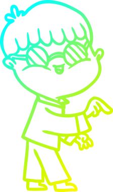 Bir insan tarafından çizilmiş gözlük takan çizgi film çocuğu çizimi.