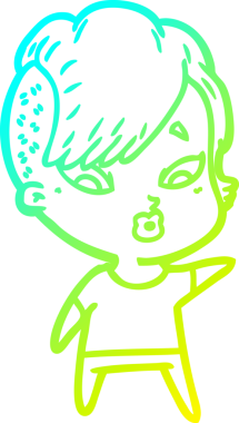 Bir karikatür çizimi, bir insan tarafından çizilmiş bir kızı şaşırttı.