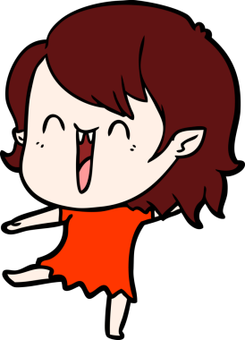 Bir insan tarafından çizilmiş mutlu vampir kız çizgi filmi.