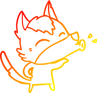 Bir insan tarafından çizilen uluyan kurt çizgi filminin sıcak gradyan çizimi