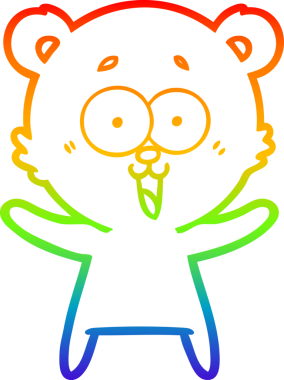 Bir insan tarafından çizilmiş gülen oyuncak ayının çizdiği gökkuşağı gradyan çizgisi.