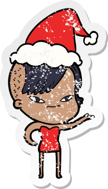 Sevimli bir el çizilmiş. Hipster saç kesimi olan, Noel Baba şapkası takan bir kız çizilmiş. Bir insan tarafından çizilmiş.