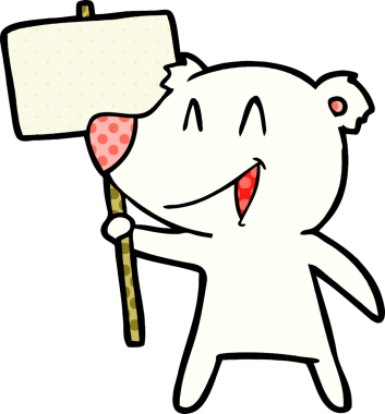 Bir insan tarafından çizilmiş protesto tabelalı kutup ayısı.