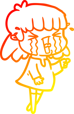 Bir insan tarafından çizilmiş göz yaşları içindeki çizgi film kadını çizimi.